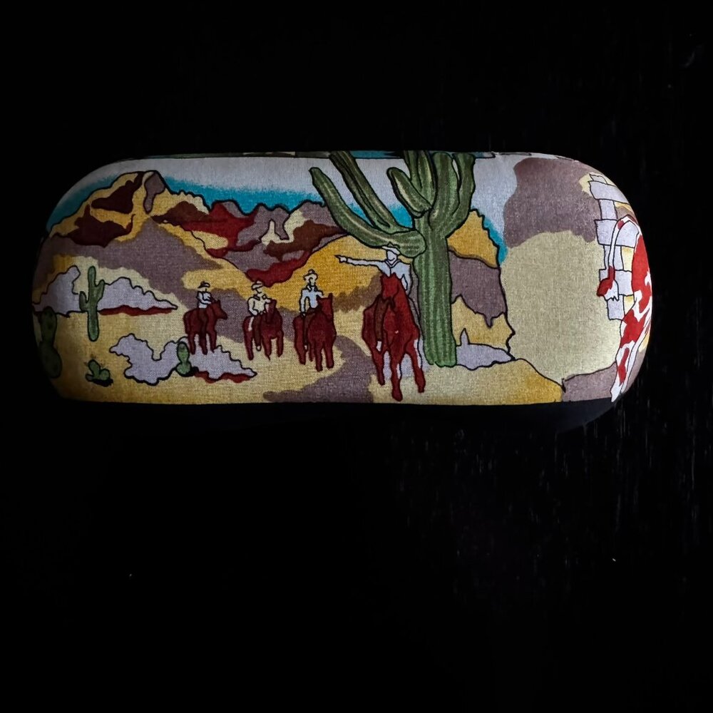 Vintage Nicole Miller Hard-Shell Eyeglass Case - Southwest Turquoise Print